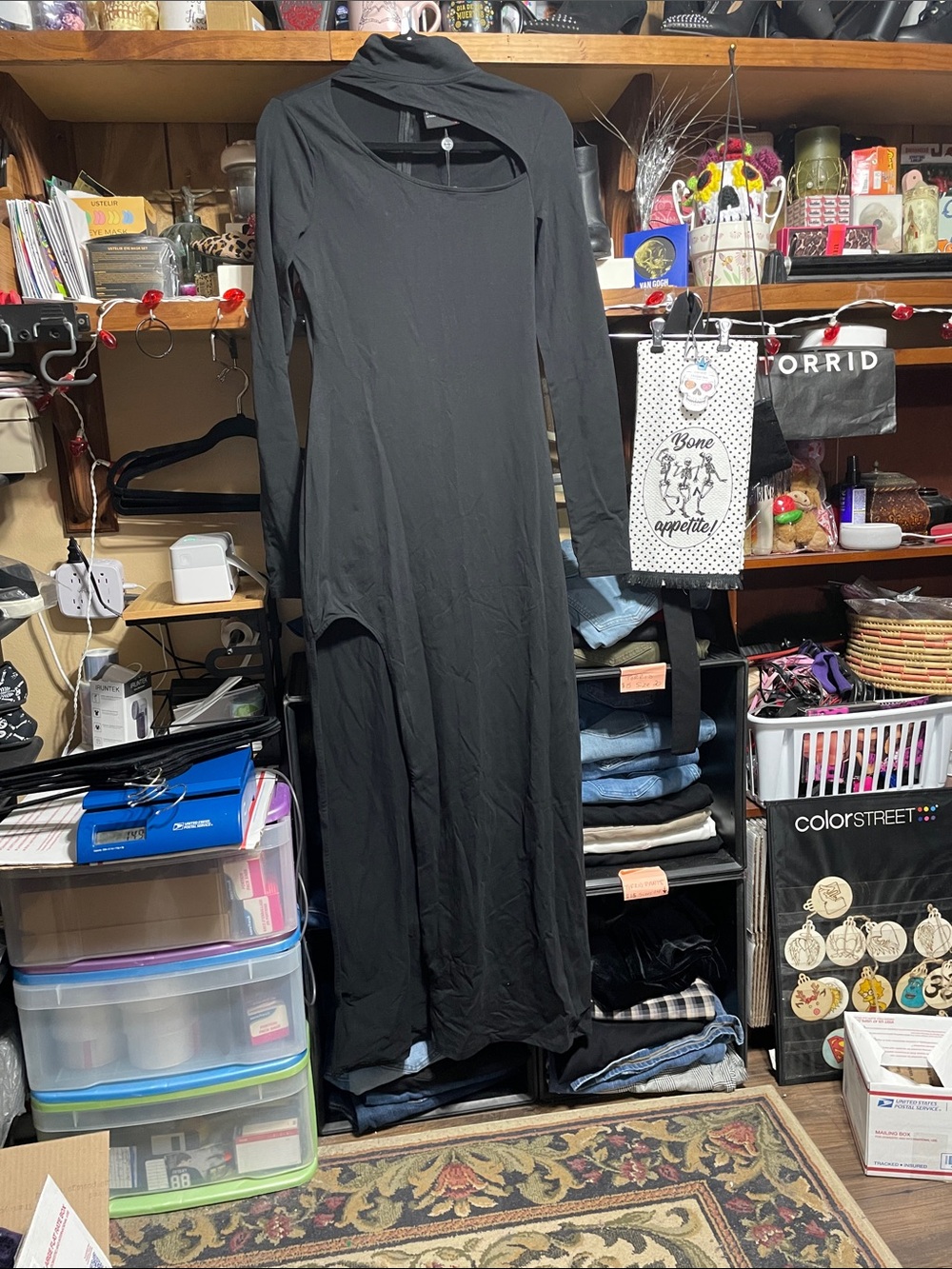 #205 medium Killstar NWT Astaroth Long Sleeve Maxi Dress w/ Cutout Neck & leg